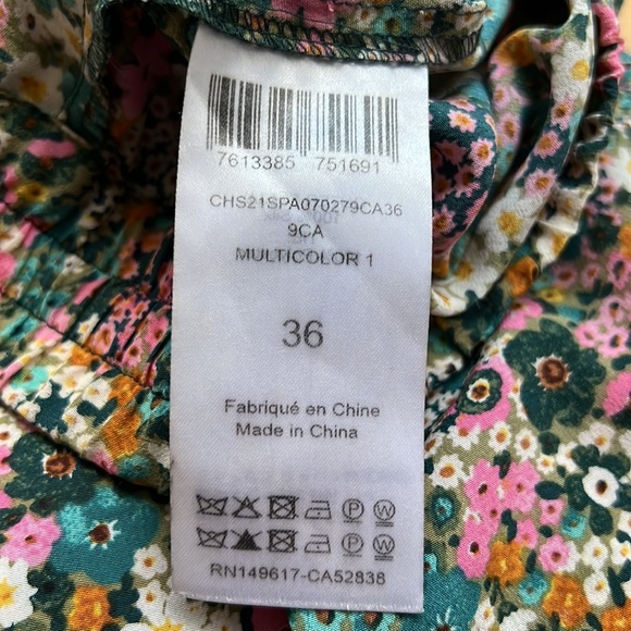 See by Chloe Floral-Print Wide-Leg Mid-Rise Silk-Crepe Trousers, 36/Small - Picture 9 of 10